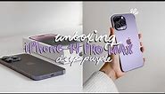 Unboxing The New  iPhone 14 Pro Max Deep Purple + Accessories + set up! | lowkey satisfying ♡
