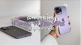 Unboxing The New  iPhone 14 Pro Max Deep Purple + Accessories + set up! | lowkey satisfying ♡