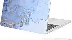 MOSISO Compatible with MacBook Pro 15 inch Case 2016-2019 Release A1990 A1707 with Touch Bar, Plastic Watercolor Marble Hard Shell Case & Keyboard Cover Skin & Screen Protector, Blue