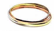 14k Tricolor Gold Interlocking Women's Bangle Bracelet, 7.5