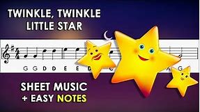 Twinkle, Twinkle Little Star | Sheet Music with Easy Notes for Recorder, Violin + Backing Track