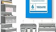 Yecaye 6-Tier Over the Door Storage Organizer, Flexible 1 Split into 2 Swing-proof Hanging Bathroom Storage Organization, Bedroom Organizer and Storage for Newborn Baby Essentials, Grey