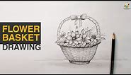 Flower Basket Drawing Very Easy Step By Step with Pencils For Beginners