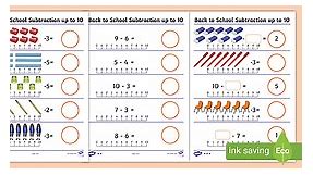Back to School Subtraction up to 10