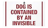 SmartSign Beware of Dog Sign, Dog Contained by an Invisible Fence Sign for Yard, Lawn, Home Security Signs, 21 Inches Bend-Proof Stake & Metal Sign Kit, 10x7 Inches Aluminum Sign