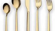 Berglander 20 Piece Titanium Gold Plated Stainless Steel Flatware Set, 20 Pieces Golden Silverware Set, Golden Cutlery Set, Service for 4 (shiny Gold)