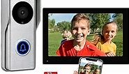 WiFi Video Intercom System, Video Doorbell Camera with Monitor Wireless, All Metal 1080P IR Camera, 7 Inch Touch Screen Support Tuya APP, 2 Way Audio, Video Recording for Smart Home Door Phone