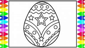 How to Draw a GIANT EASTER EGG for Kids 💜💚💖GIANT Easter Egg Coloring Page | Easter Coloring Pages