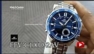 Casio Edifice WR100M Watch ⌚ Model EFV-C100D-2AV in Blue 💙 Dial & Silver Chain