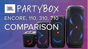 JBL PartyBox Speaker SHOWDOWN! 💥 Encore Essential VS PartyBox 110 VS PartyBox 310 VS PartyBox 710