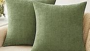 MIULEE Pack of 2 Couch Throw Pillow Covers 18x18 Inch Soft Sage Green Spring Chenille Pillow Covers for Sofa Living Room Solid Dyed Pillow Cases