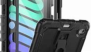 Timecity Case for iPad Mini 6 8.3 inch 2021, iPad Mini 6th Generation Case: Rugged Full-Body Shockproof Protective Case with Built-in Screen Protector and Foldable Kickstand, Pencil Holder- Black