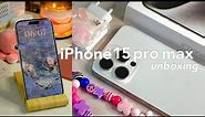 iPhone 15 pro max 512 gb (white titanium)  unboxing 🎀 | setup + accessories & camera test