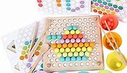 QZMTOY Wooden Peg Board Beads Game, Learning Montessori Toys,Color Sorting Stacking Matching Toys for Toddlers, Counting Toy for Kids, Educational Games for Fine Motor Math, Gift for Girls and Boys
