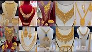 Fancy Gold Necklace Set, modern necklace designs in Gold, Turkish Abudhabi design Gold Jewelry,