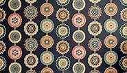 Lunarable Boho Peel & Stick Wallpaper for Home, Pattern of Retro Flower Paisley Design Hippie Style Bohemian Foliage, Self-Adhesive Living Room Kitchen Accent, 13" x 36", Dark Indigo and Pastel Pink