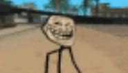 Trollface stickman walking in GTA SA with terrible quality | Found in Discord