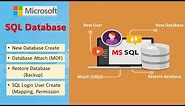 How to Create SQL Database II New Database II DB Attach II Restore Database II New User Create II