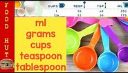 Baking Conversion Chart || Grams || Ml || Cups || Tablespoon || Teaspoon || measurements by FooD HuT