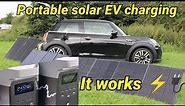 Charging my EV with portable Ecoflow batteries and solar panels