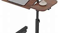 Multifunctional Height Adjustable Table with Wheels | Ultimate Single Workstation, Study Desk, Bedside Table, Recliner Tray Table, Presentation Cart and Laptop Stand | Tilting Top (Walnut Black)