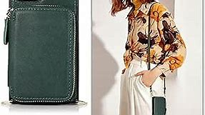 Crossbody Zipper Wallet Case Compatible with Apple iPhone 7/8/SE 2020 Leather Phone Case with Credit Card Slot Holder Strap Shoulder Chain Flip PU Purse Kickstand Cover for Women Girls(Green)