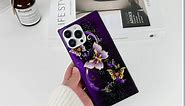 SAKUULO iPhone XR Case,[Screen Protector + Kickstand] Square Cute Purple Butterfly Print Design Soft TPU Edge Protection Shock Absorption Slim Hard PC Case for iPhone XR 6.1 Inch