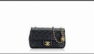 Chanel Lambskin Quilted CC Pearl Crush Mini Rectangular Flap Bag Black
