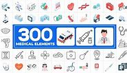 Download 300 Icons Pack - Medical Elements - Videohive - aedownload.com