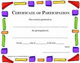 Pictures of Participation Certificate Template Free