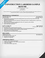 Examples Of Resumes For Construction Workers Images