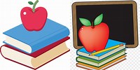 Apple and Book Clip Art Transparent Background