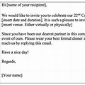 Anniversary Dinner Invitation Email Sample