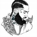 Black and White Drawings of Nipsey Hussle