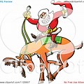 Bucking Horse Santa Cartoon