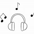 Cartoon Headphones with Music Notes