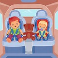Cartoon Sleeping in Car Seat