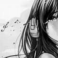 Crying Anime Girl with Headphones