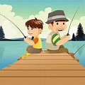 Dad Fishing On Pier Clip Art