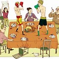 Family Gathering Fight Cartoon