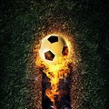 Golden Fire Soccer Ball Wallpaper