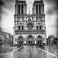 Notre Dame Skyline Black and White Outline
