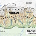 Physical Map of Bhutan and India Globe