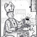 Pope Cooking Pasta Cartoon