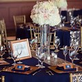 Rose Gold Navy Blue and White Wedding
