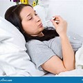 Sick Woman Suffering From Fever