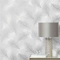 Silver Grey Wallpaper with Feather Design