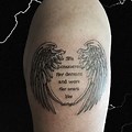 Tattoo of Angel Wings On the Back with Text