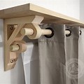 Wood Shelf Brackets with Curtain Rod