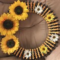 Wooden Clothespin Sunflower Wreath